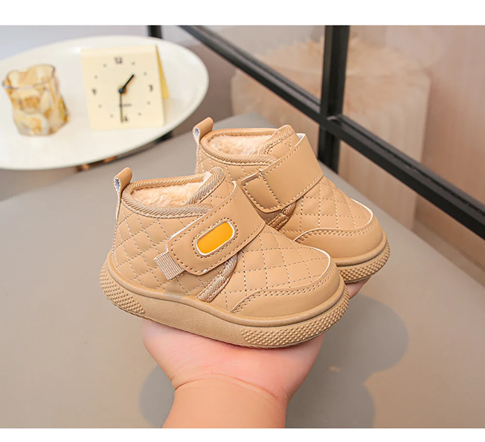 Winter Plush Boots For Children PU Leather Boy's Girl's Cotton Shoes Thick Warm Kid's Snow Boots Faux Fur Boots For Kids