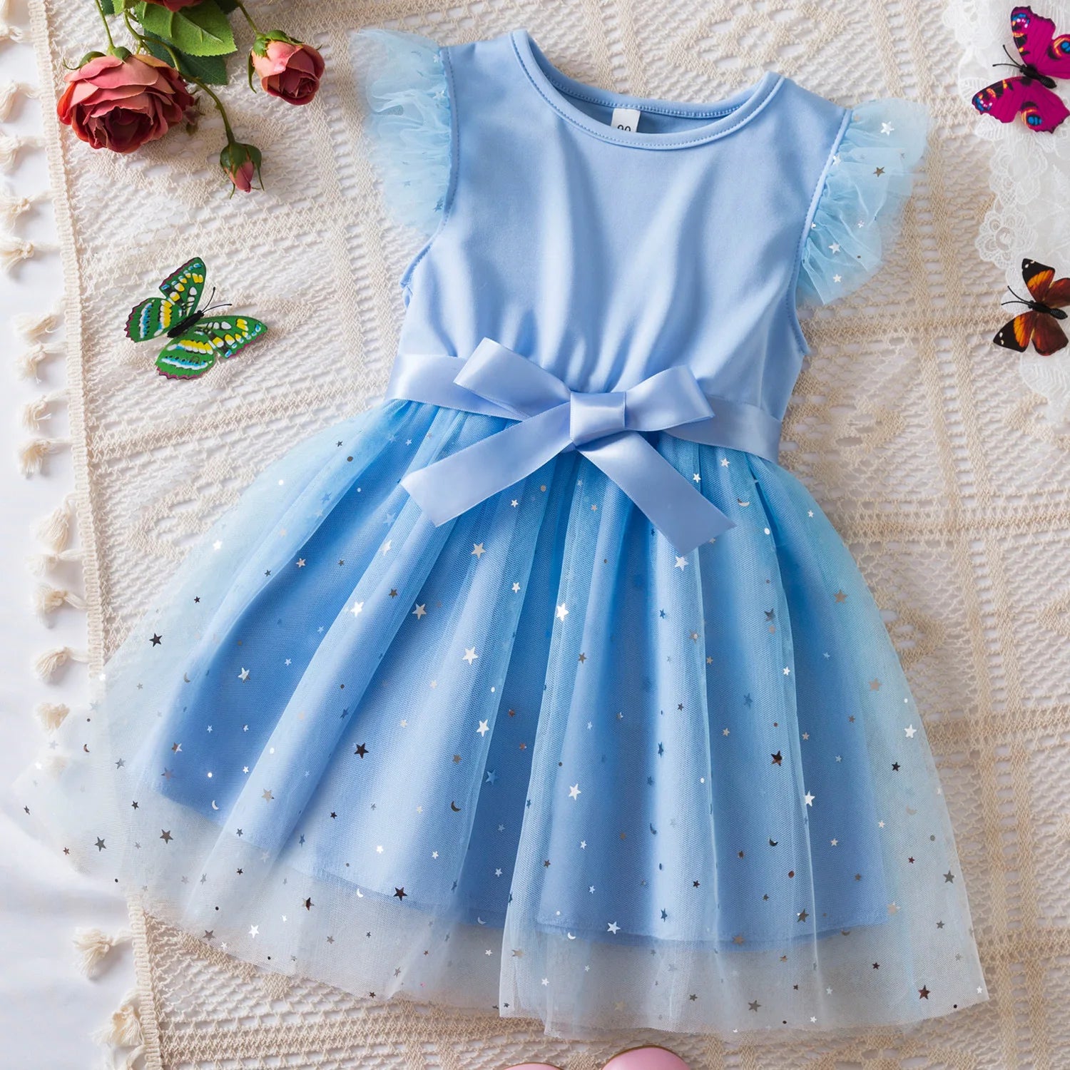 K-Pop Hunters Zoey Rumi Girls Sequin Tutu Dress with Bow Flutter Sleeves Summer Princess Party Outfit for Toddler Kids 2-6 Years