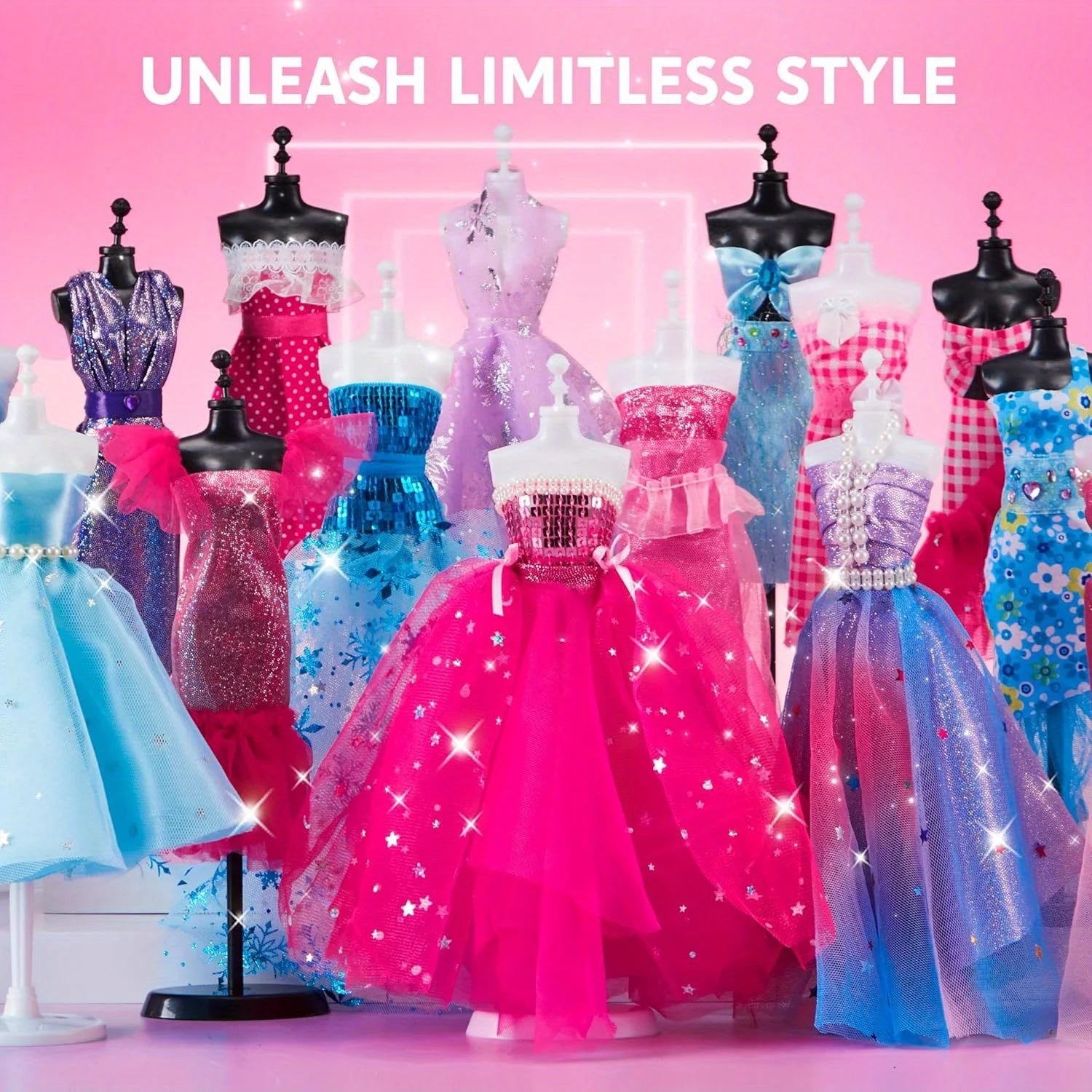 JOYFY I YAN fashion design craft kit for kids with over 400 pieces, including 3 mannequins for DIY sewing and fashion projects.