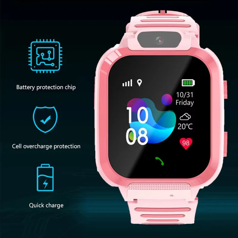 Kids Smart Watch SOS GPS Location Phone Call Sim Card Child Smart Watch Camera Waterproof Upgrade Watch For Kids Gift