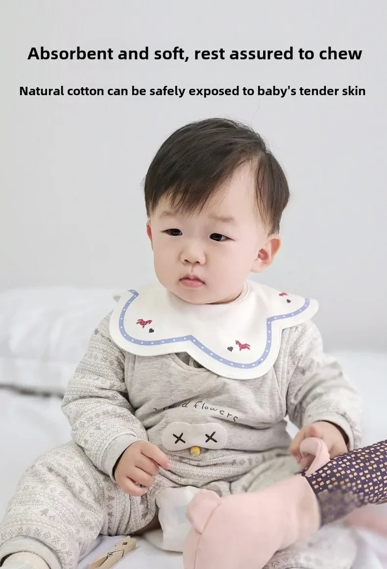 3-Pack Cotton Gauze Baby Bibs | Soft Petal Print Drool Bibs for Newborns - I YAN