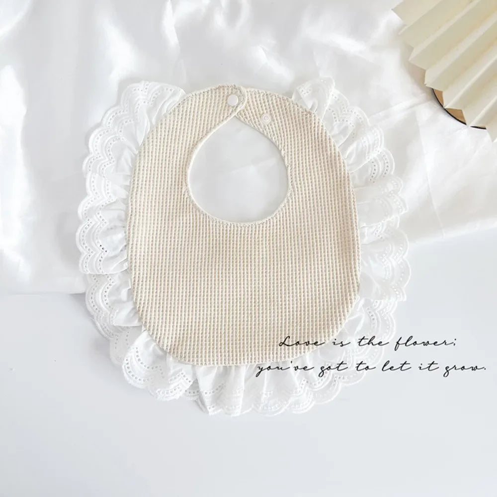 U-shaped Baby Cotton Bibs Waterproof Floral Baby Drooling Bibs Feeding Lace Saliva Towel Cloths Neck Wear Accessories