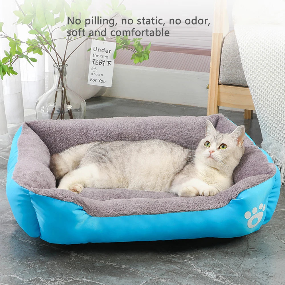 Large I YAN soft square dog sofa with elastic cushion, winter warm medium dog bed and washable cat kennel house accessory.