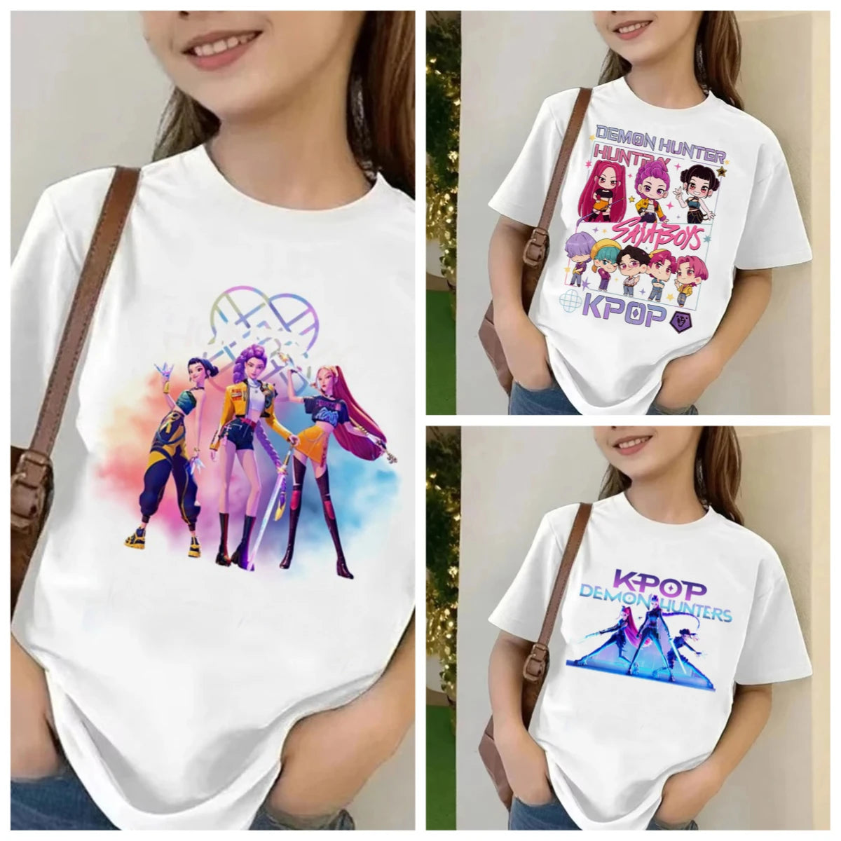 Movie KPop Demon Hunters T-shirt Summer Short Sleeve Tee for Children Casual Loose Girl Boy Graphic Printed Tops