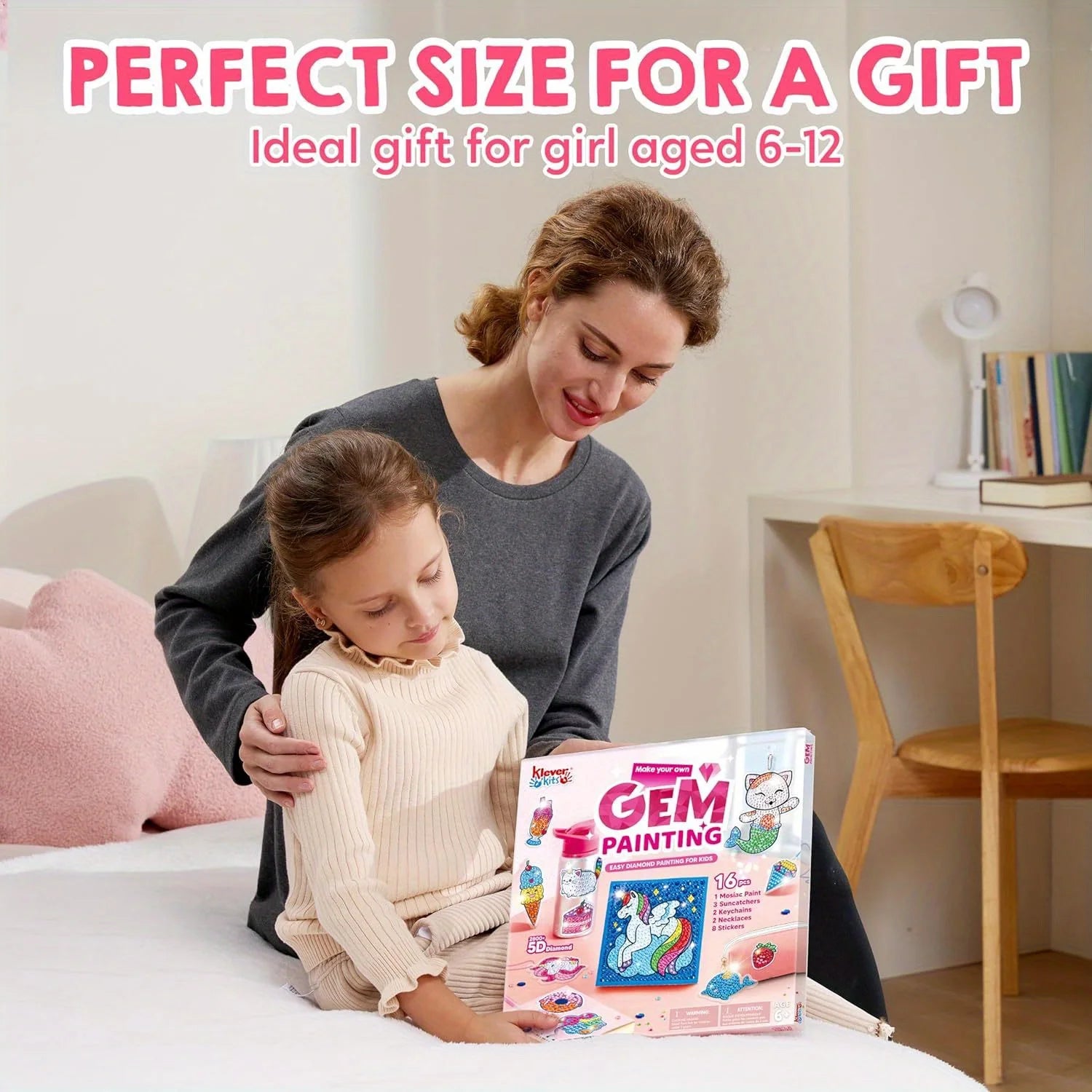 JOYFY 16 Projects Gem Painting Kit by I YAN featuring colorful diamond gems and tools for kids ages 6-12 for creative craft activities.