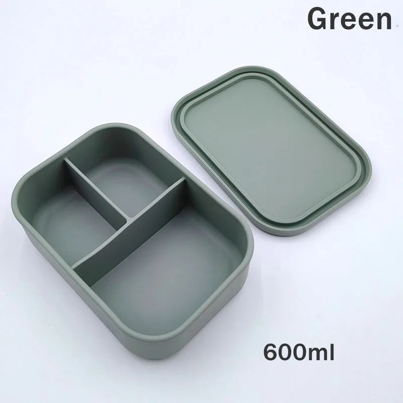 Silicone Bento Lunch Box 3 Compartments – Leakproof BPA Free Kids Food Container - I YAN