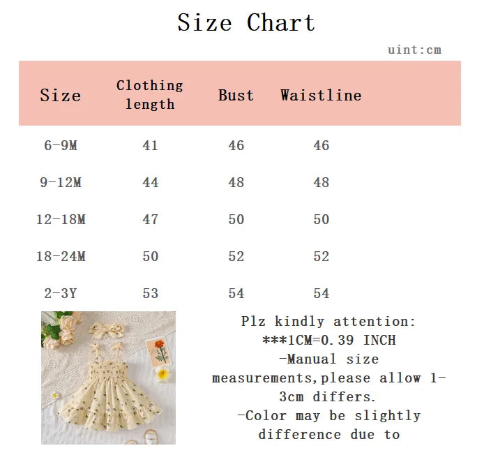Baby girl Summer Dress Cute Little bee Ruffled Suspender Dress and Headband 2-piece Set for 0-3 Year old Baby girl Casual Dress