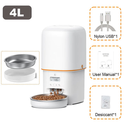 Automatic Pet Feeder – Timed Food Dispenser with Voice Recorder & Stainless Steel Bowl