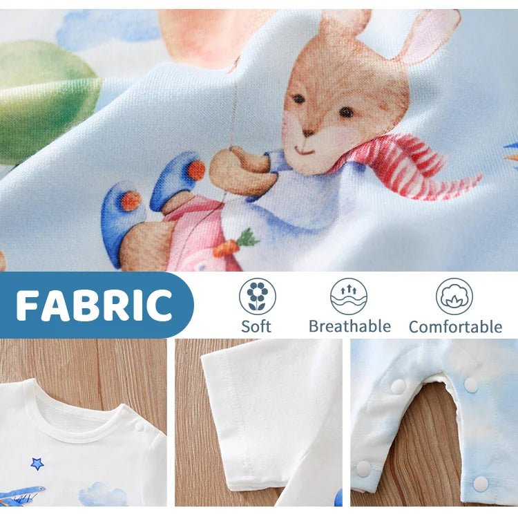 Baby Summer Bodysuit – Cute Cartoon Animal Print Short Sleeve Romper (0–18 Months) - I YAN