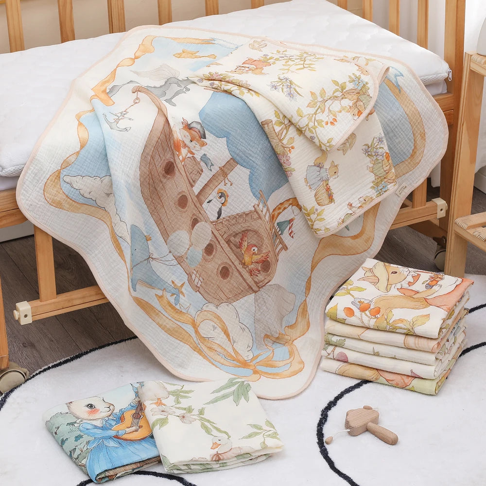 Newborn Baby Bath Towel Class A Pure Cotton Gauze – Soft Absorbent Children's Blanket for All Seasons - I YAN