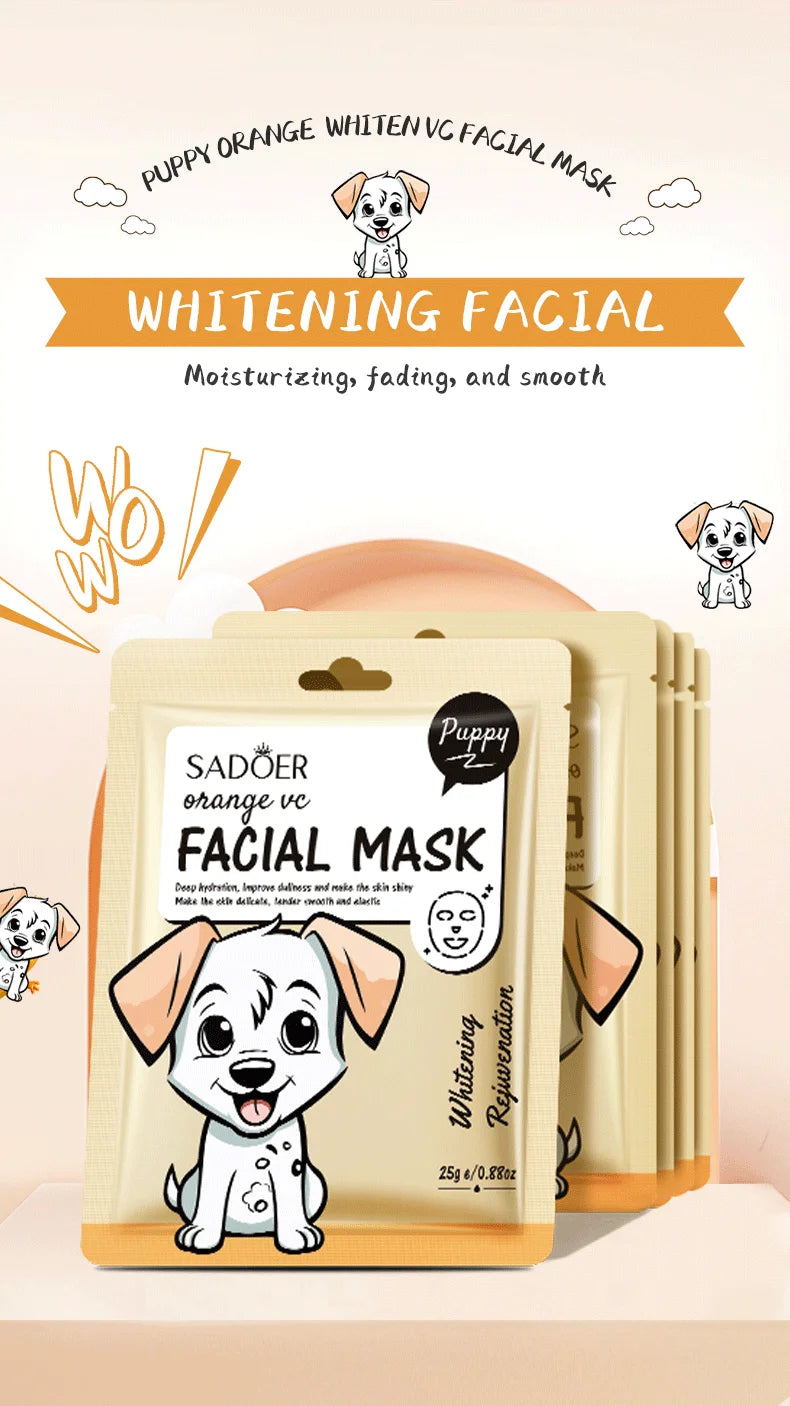 5pcs SADOER Cartoon Fresh Fruit Facial Masks Moisturizing Soothing Brightening Hydrating Face Mask for Facial Skin Care