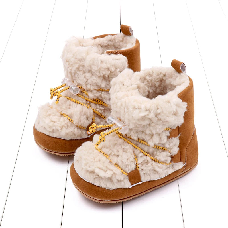 Winter Cute Baby Girls Boys Snow Booties Fashion Design High Quality Non-slip Casual Shoes Coral Velvet Prewalker Shoes BMB3119