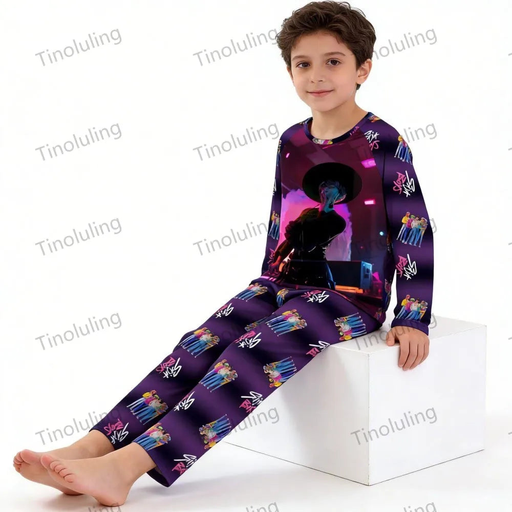 KPop Girls Pyjamas Suit Kids Pajamas Set Long Sleeve Girls Clothing 2pcs Children's Sleepwear Cartoon Boys Nightwear 3-14Y