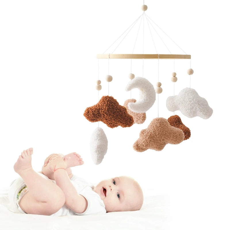 Crochet Stars Baby Crib Mobile – Wooden Bed Bell Hanging Toy for Newborns 0-12M - I YAN