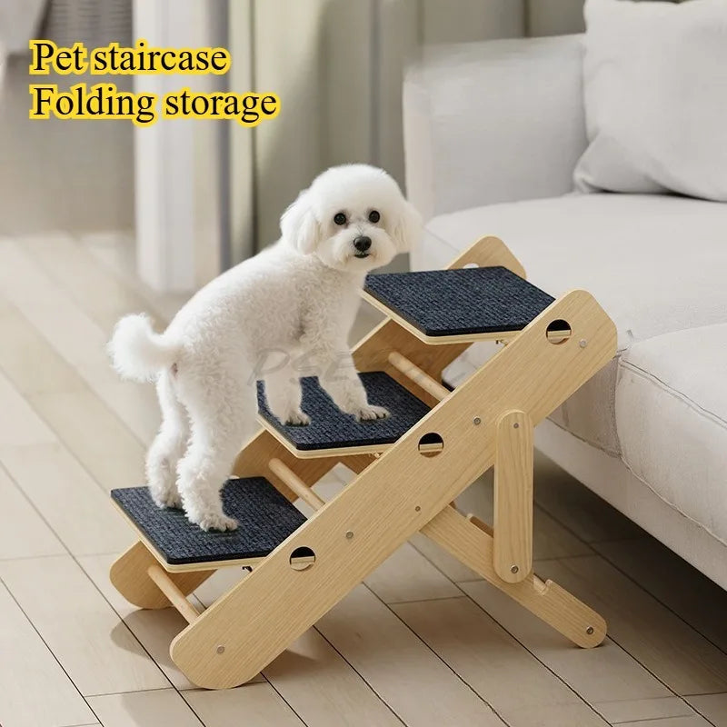 Adjustable and foldable I YAN dog staircase and pet ramp with two-in-one design for easy climbing for cats and dogs.