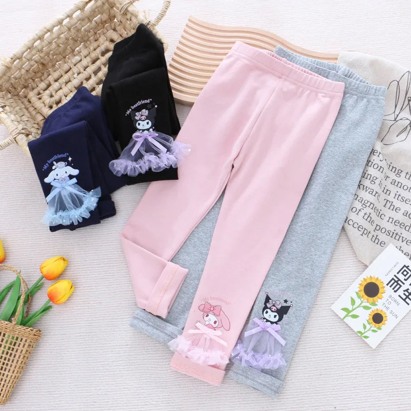 Spring Girls Leggings Cotton Trousers Kids Pants Girls Pants Skinny Print Cartoon Pattern Children Leggings Trousers