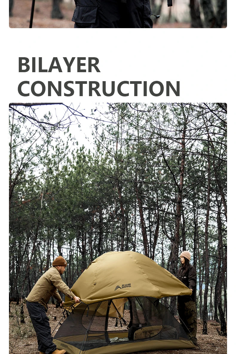 BISINNA Camping Tent 2 Persons Portable Waterproof Backpacking Tent Double-layer Outdoor Hiking Travel Camping Equipment