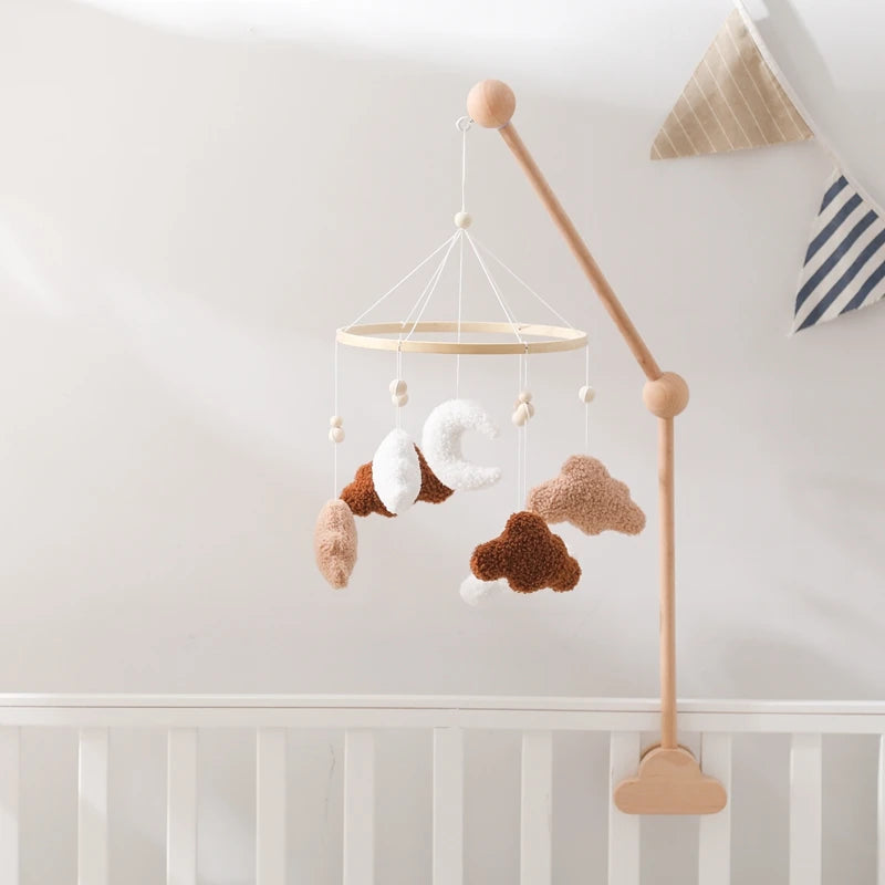 Crochet Stars Baby Crib Mobile – Wooden Bed Bell Hanging Toy for Newborns 0-12M - I YAN