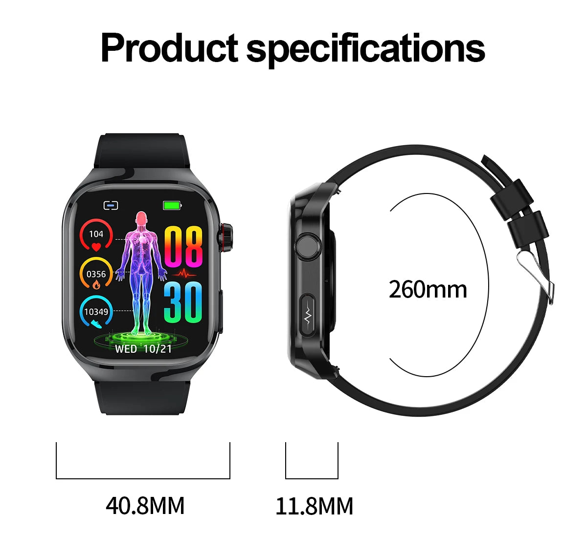 I YAN micro physical examination smartwatch for men displaying uric acid, body fat, five organ health, with Bluetooth call feature.