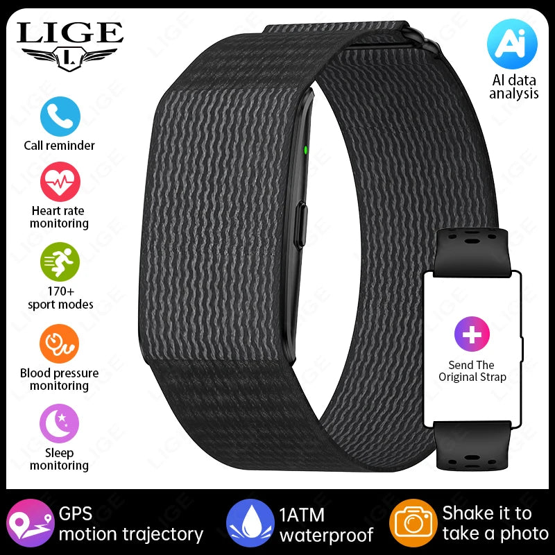 LIGE AI Health Smart Bracelet Fitness Tracker Men Women Sleep Tracking Smart Watch Heart Rate Stress Blood Pressure Monitor Band
