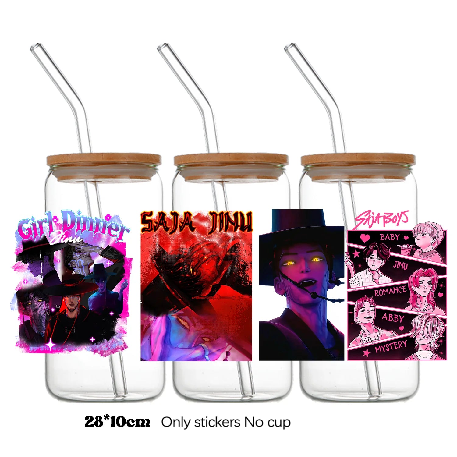 Demon Hunters UV DTF Crystal Sticker by I YAN, 10x28cm bottle and cup wrap decal, featuring vibrant demon hunter design.