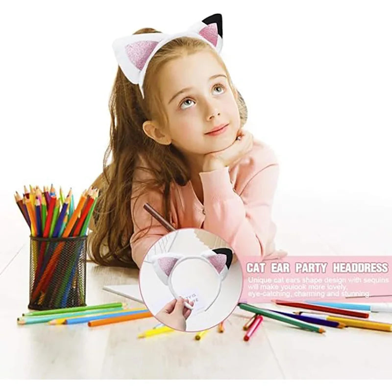 New Girl's Cat Ear Headband Hair Clip Halloween Costume Party Decoration Hair Accessory