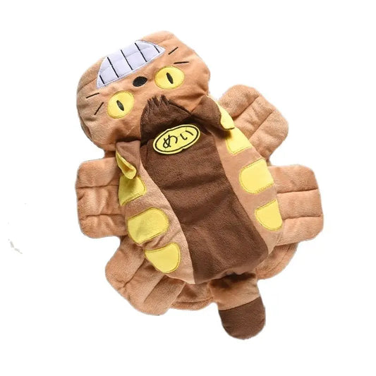 Small dog wearing I YAN fleece Halloween hoodie, sleeveless winter coat, warm and cozy for cold weather in XS size