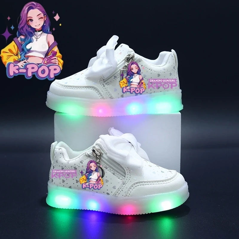 Hot Kpop Demon Hunter Children Led Shoes Boys Girls Lighted Sneakers Glowing Shoes Kid Sneakers With Luminous Sole Running Shoes