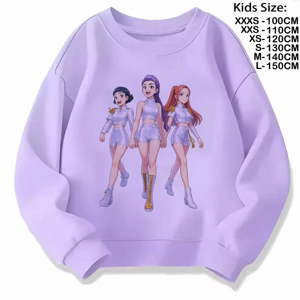Movie Fans Gift Hoodie Girls Kids Huntrix Kpop Demon Hunters Children's Sweatshirt Cute Tiger Harajuku Hoody for Boys Girls