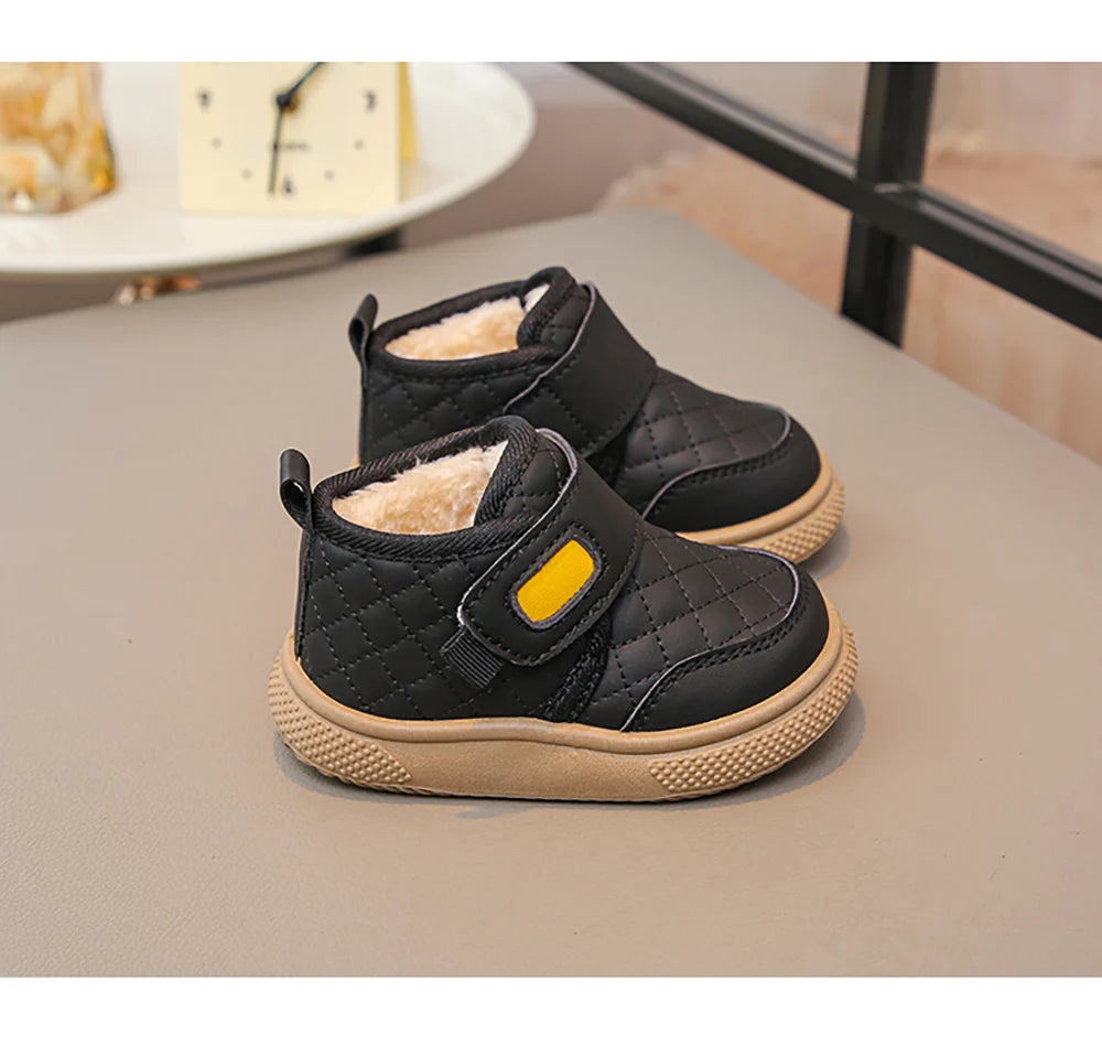 Winter Plush Boots For Children PU Leather Boy's Girl's Cotton Shoes Thick Warm Kid's Snow Boots Faux Fur Boots For Kids
