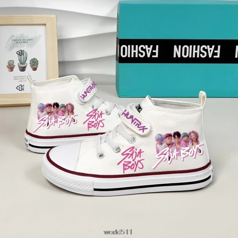 Children's Canvas Sneakers KPop Demon Hunters Fashion Student Shoes Boys Girls Outdoor Sport Shoes Sneakers Kids Casual Shoes