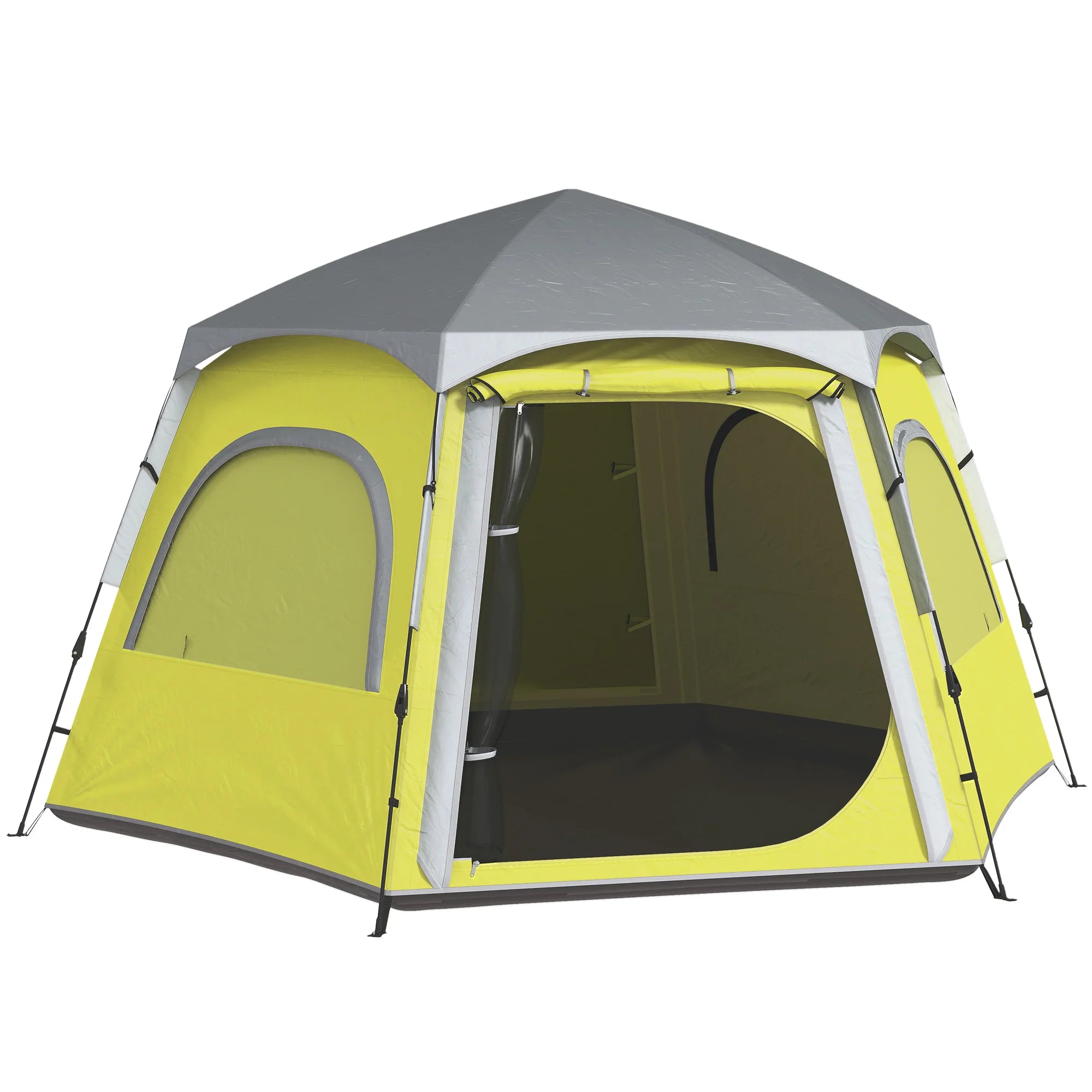 Instant Camping Tent, 2/3/4 Person Easy Setup Dome Family Tent with Vestibule, Rainfly, 4 Mesh Windows & 2 Doors