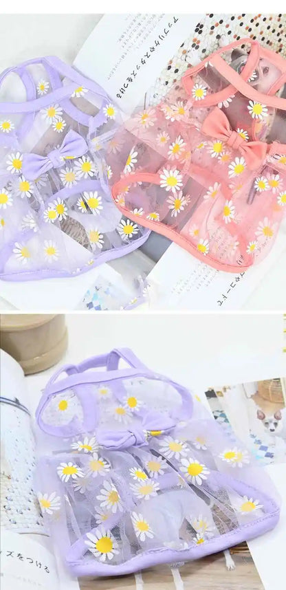 Breathable High-Value Dog Vest Summer Teddy Small Medium Dog Mesh Clothes Cool Feeling Functional Pet Clothing Daisy Pattern