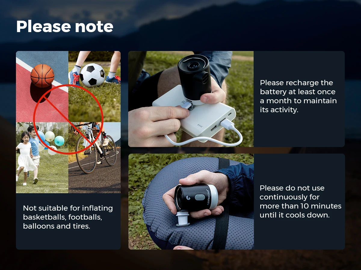 Portable Air Pump Electric Inflator with Camping Light and Emergency Power Supply for Outdoors