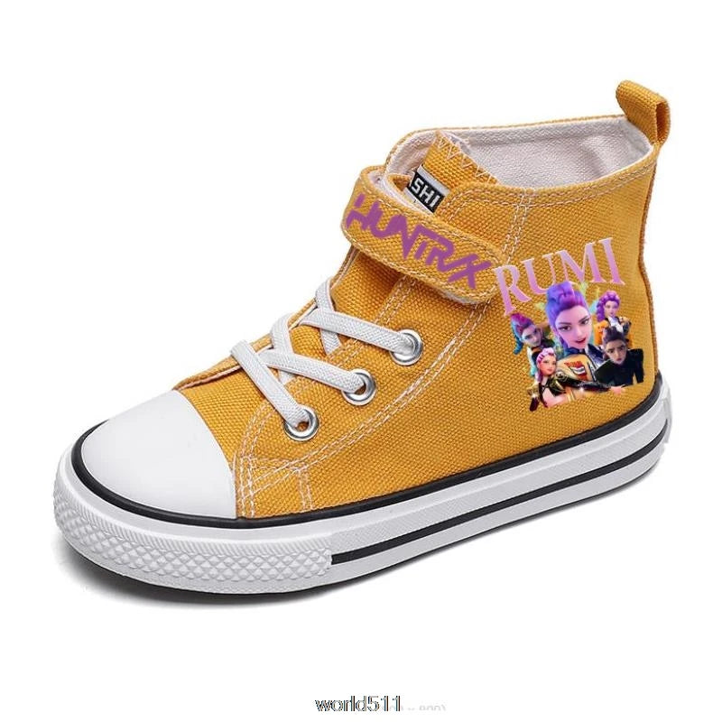 Children's Canvas Sneakers KPop Demon Hunters Fashion Student Shoes Boys Girls Outdoor Sport Shoes Sneakers Kids Casual Shoes