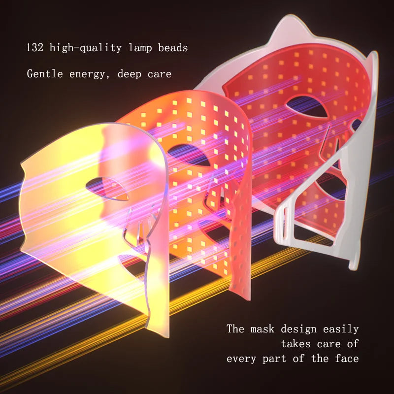 LED Beauty Mask Red Blue Light Home Skin Rejuvenation Device Brightens Skin Tone Improves dull Oily and Acne-prone Skin Care