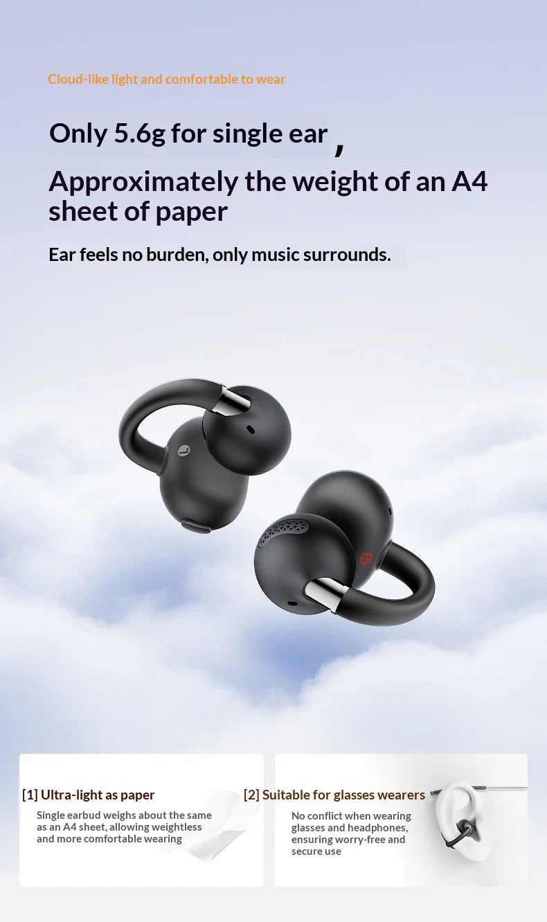 EarFun Clip 2 Open Ear Sport Bluetooth Earphones Hi-Res Sound AI Translation IP55 Waterproof Long Battery Life for Outdoor