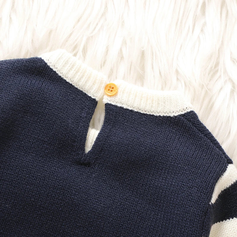 Baby Unisex Rompers Winter Christmas Reindeer Knitted Newborn Boys Girls Long Sleeve Jumpsuits One Pieces Infant Playsuits 0-18m