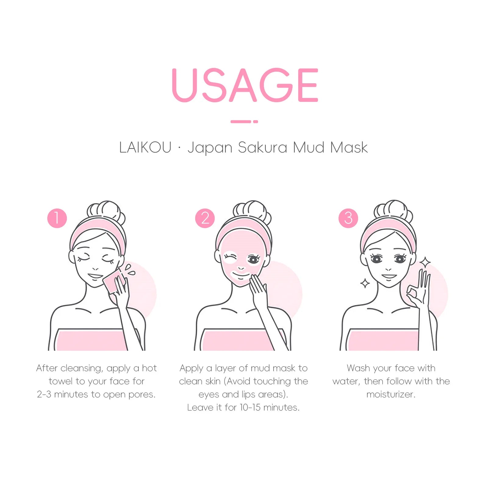 LAIKOU Sakura Clay Mask 25g/90g Deep Cleansing Oil Control Blackhead Removal Moisturizing Brightening Facial Skin Care