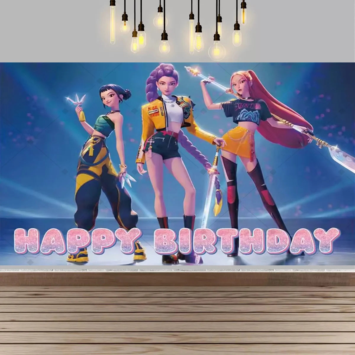 Kpop Theme Girl's Birthday Party Decoration Backdrop Pink Demons Birthday Party Supplies Decor Banner Baby Baptism Gift