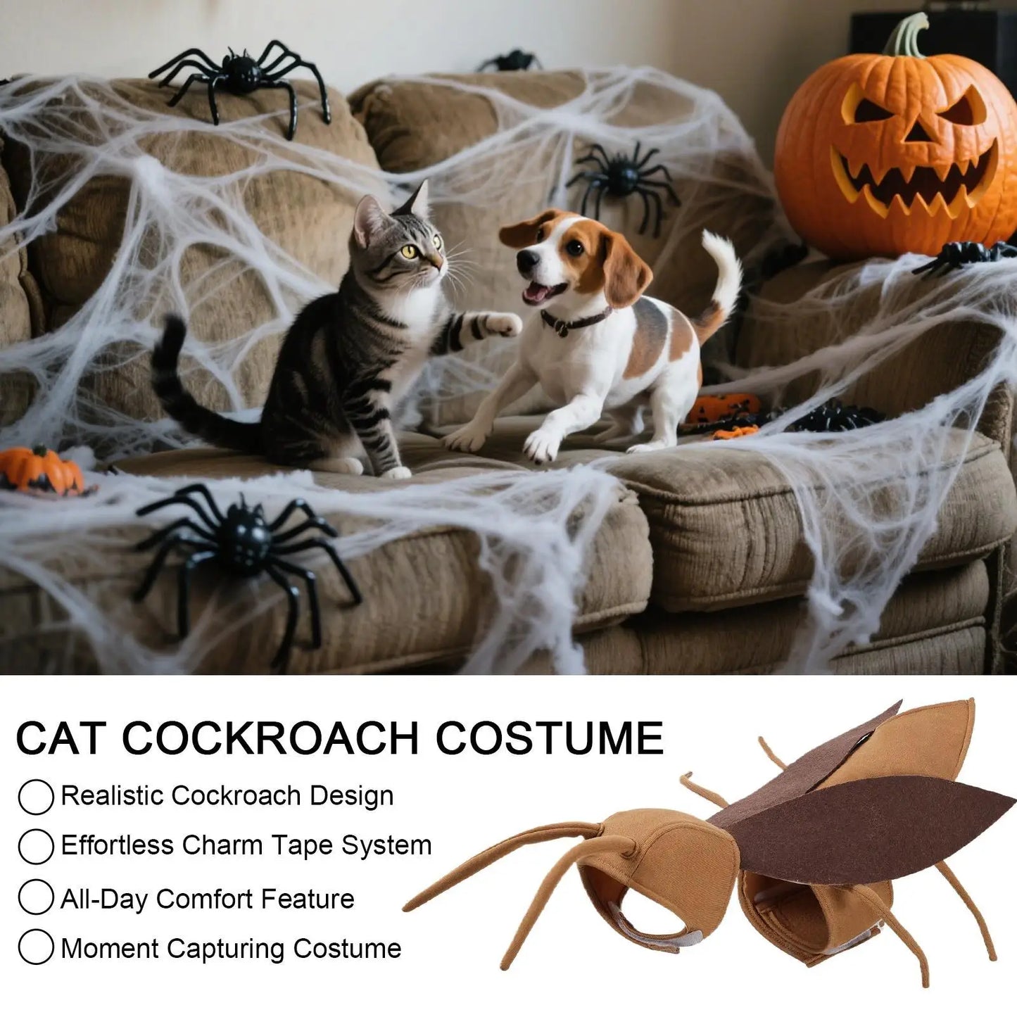 Cat Cockroach Costume Soft Cat Cockroach Clothing Realistic Breathable Clothing Accessories For Cosplay Outfit Kitten Dog