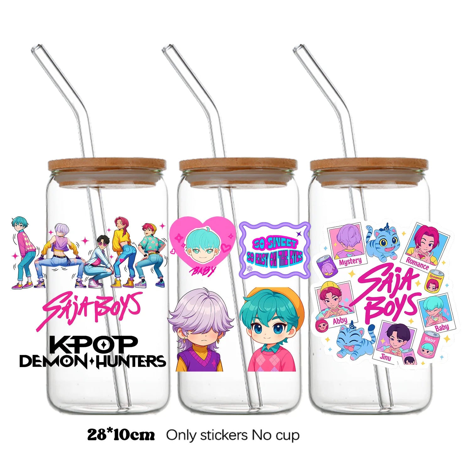 Demon Hunters UV DTF crystal sticker by I YAN, 10x28cm bottle and cup wrap decal featuring detailed demon hunter design.