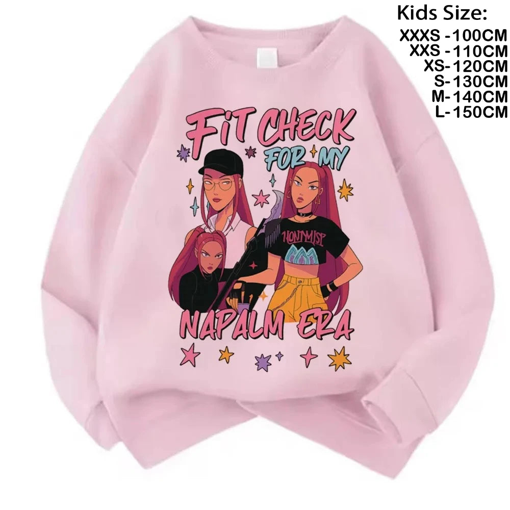 Movie Fans Gift Hoodie Girls Kids Huntrix Kpop Demon Hunters Children's Sweatshirt Cute Tiger Harajuku Hoody for Boys Girls