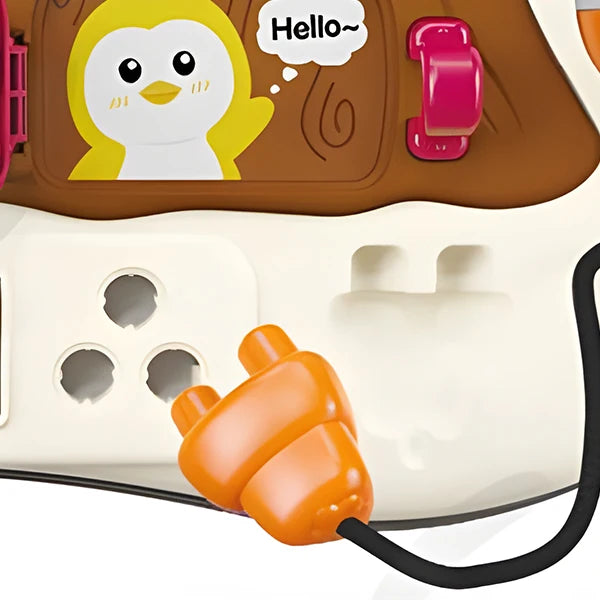 Montessori busy board sensory toy for toddlers with music and LED lights, suitable for 2+ year old boys and girls, by I YAN.
