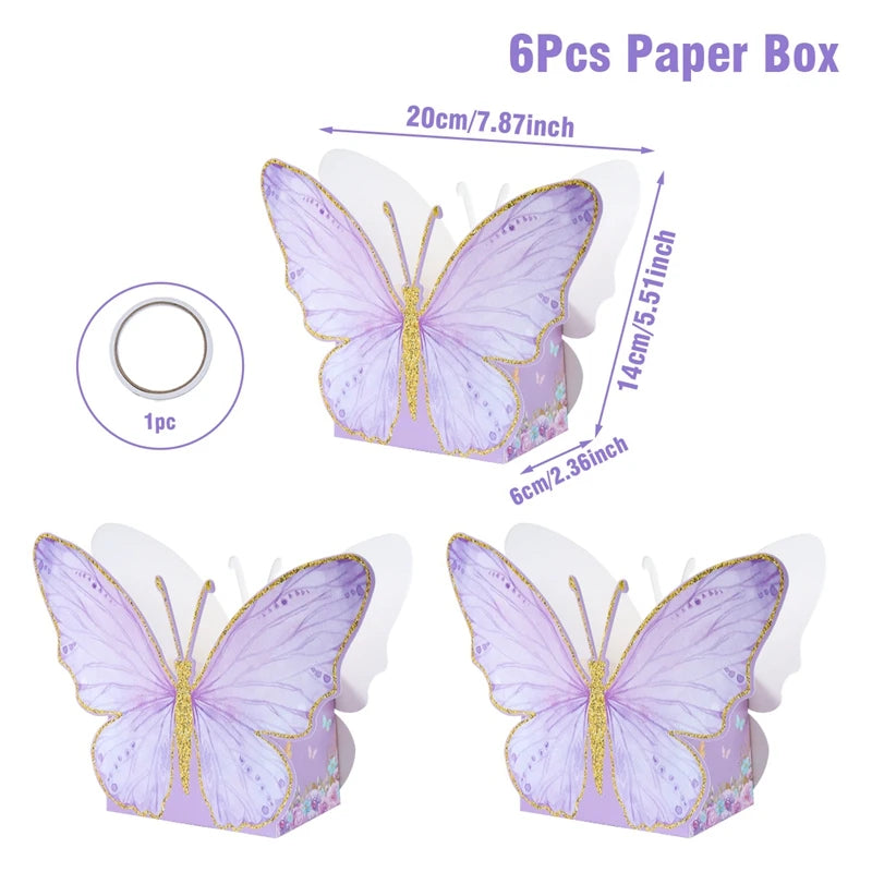 Butterfly Birthday Party Decoration Kids Girls Butterfly Party Disposable Tableware Paper Cup Plate Birthday Baby Shower Party - I YAN