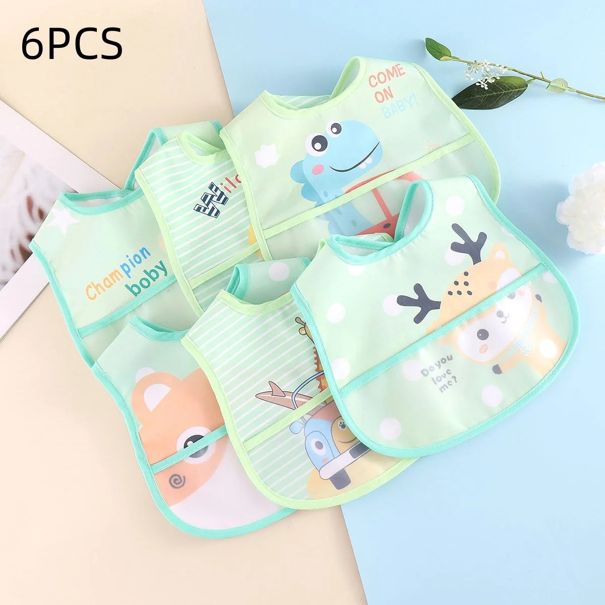 Random pattern piece set baby rice pocket baby waterproof saliva towel baby bib bib eating bib