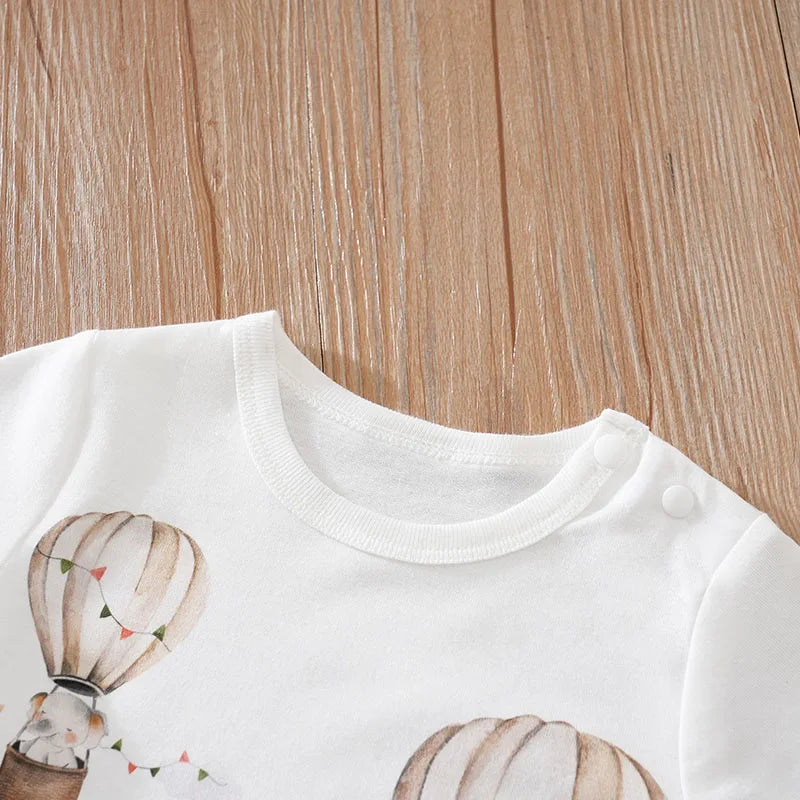 Baby Summer Bodysuit – Cute Cartoon Animal Print Short Sleeve Romper (0–18 Months) - I YAN