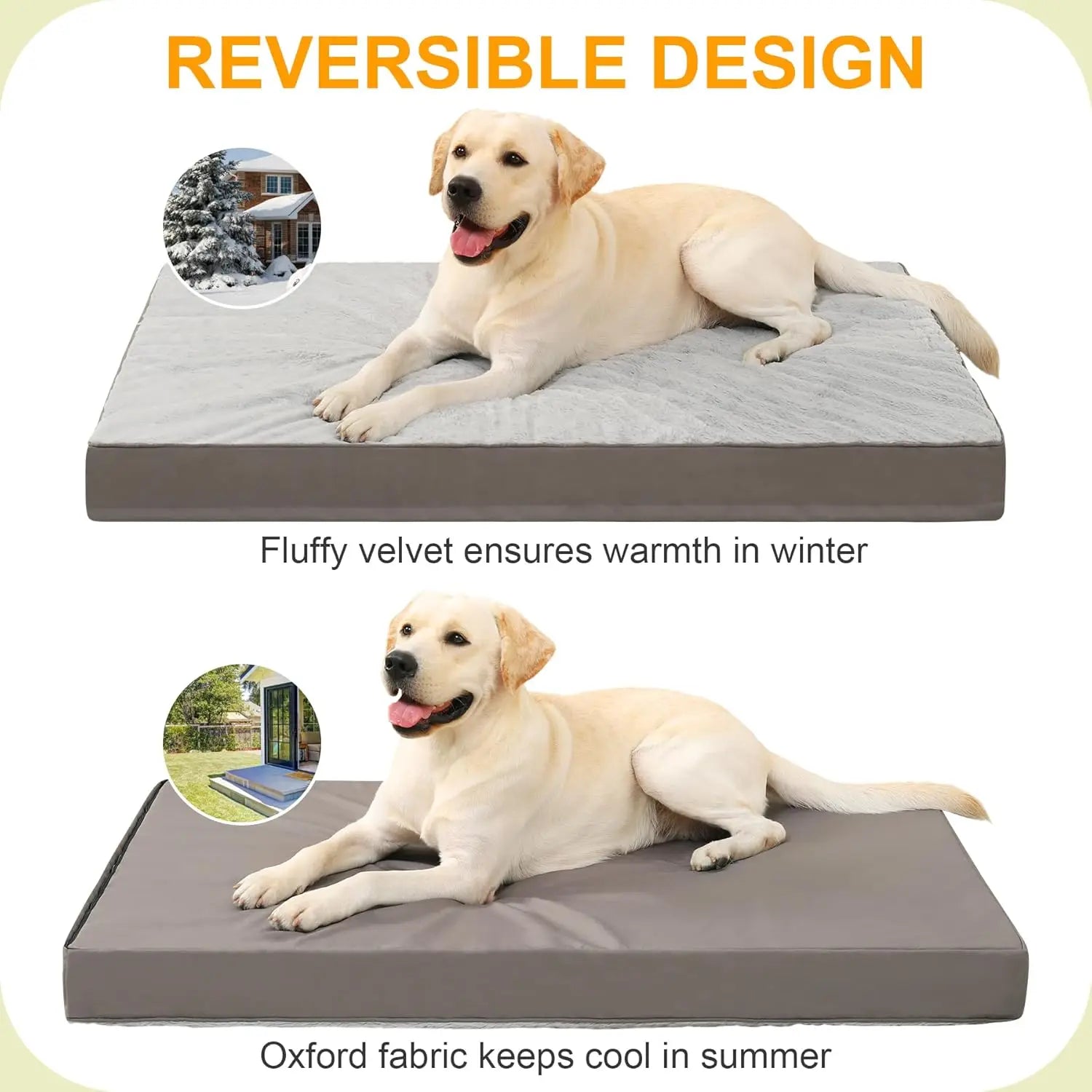 Orthopedic Dog Bed with Egg Crate Foam, Waterproof, Washable Cover, 35x22 Inches, Gray