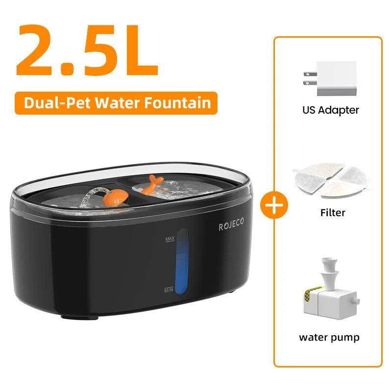 2.5L Dual Bowl Cat Water Fountain Ultra Quiet
