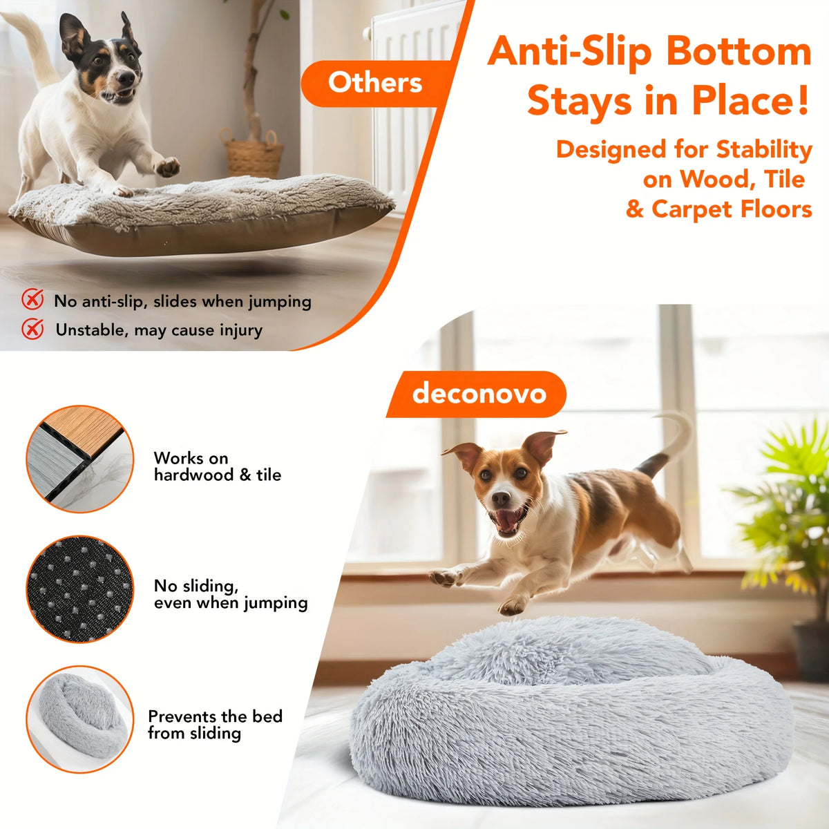 Soft donut dog bed for small dogs and cats by I YAN, washable, lightweight, with a non-slip base and plush interior.